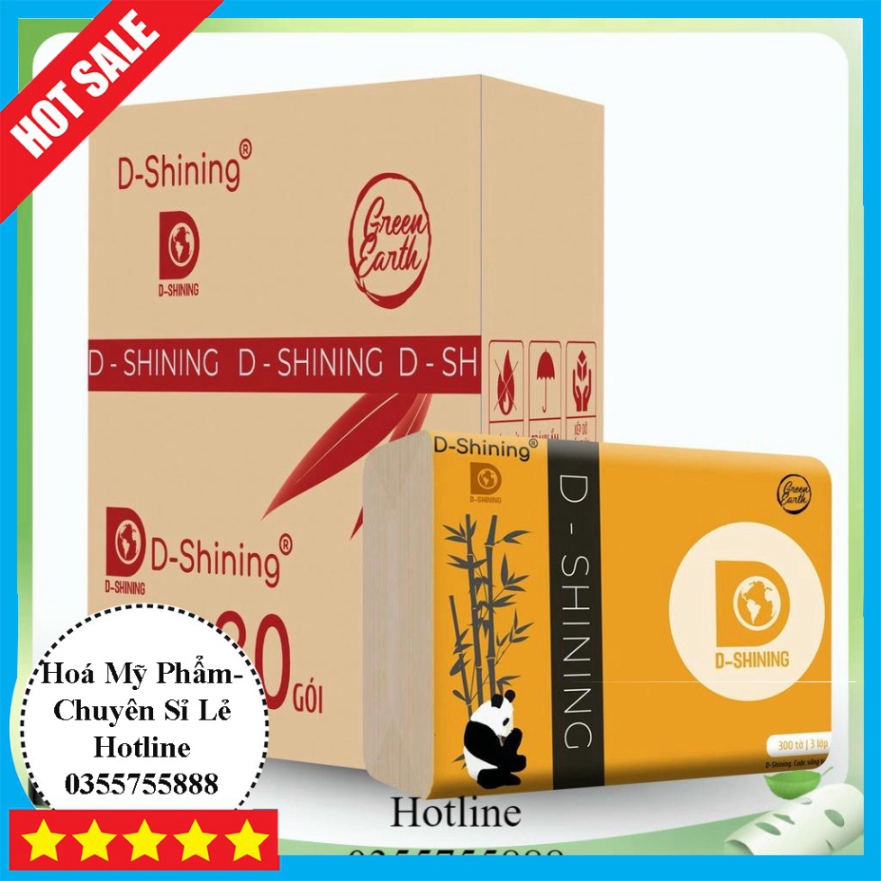 Hoả Tốc Thùng Khăn giấy bột trúc đương nhiên D – Shining 30 gói (3 lớp *300 tờ) Hàng Việt Nam.