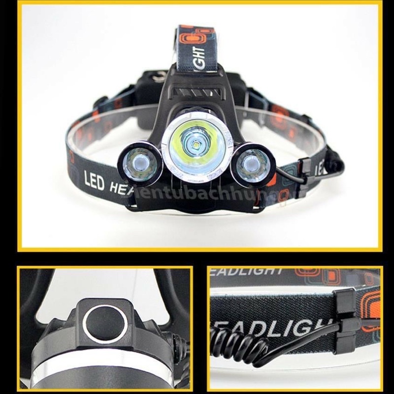 ĐÈN PIN  Đội Đầu 3 Bóng Led Siêu Sáng,