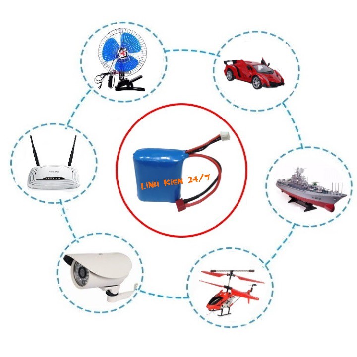 Pin Sạc Lithium 3S 1P 18650 12V 3000mah Jack Chữ T
