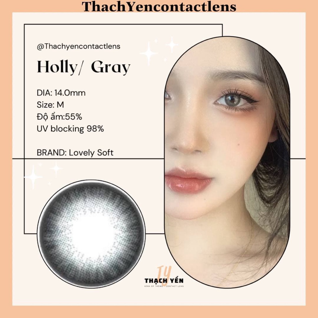 Kính Áp Tròng Holly Gray Lens Xám Cận 0-10 Độ