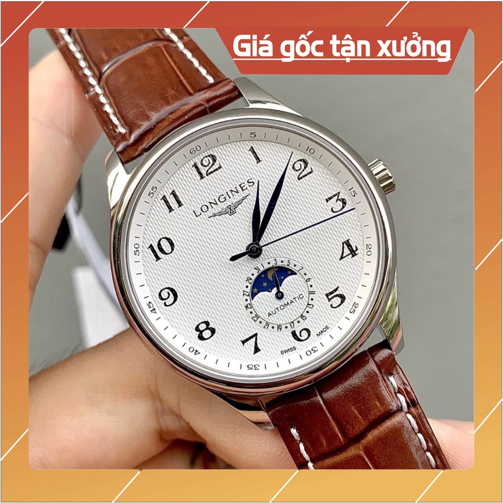 Đồng Hồ Nam longines.Sapphire LA262A 38mm cọc số Lịch Trăng sao Máy Cơ Automatic Nhật