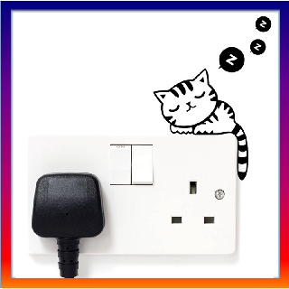 Sticker Decal dán tường trang trí công tắc hình chú mèo đáng yêu