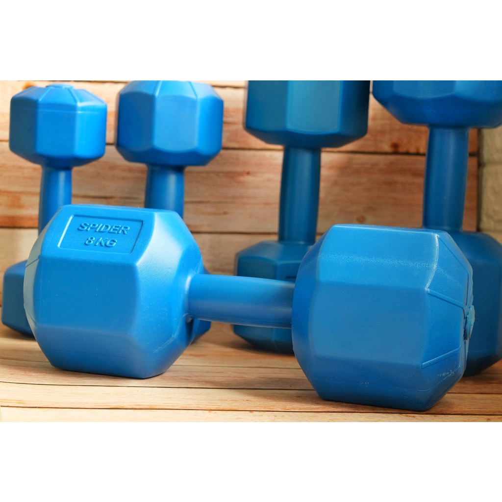 Vỏ tạ nhựa 8kg vỏ tạ đơn 8kg bát giác màu xanh chưa nhồi