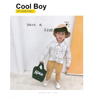 Áo sơ mi caro hoạ tiết bé trai