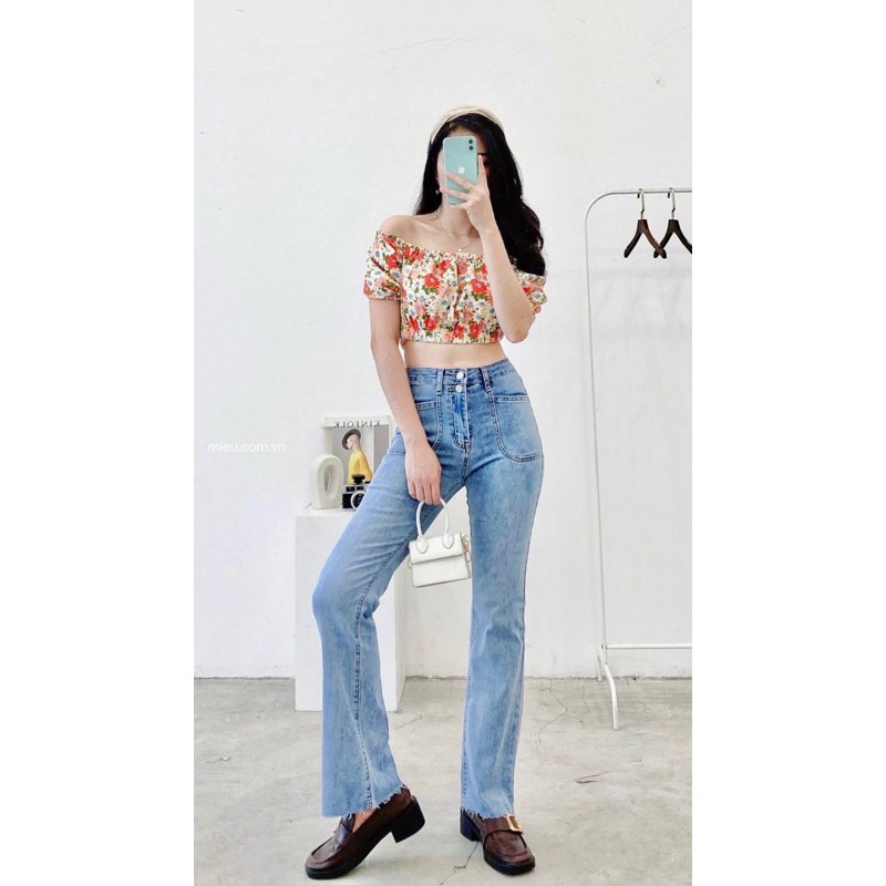 [ Miều ] Áo kiểu bẹt vai Hayla top