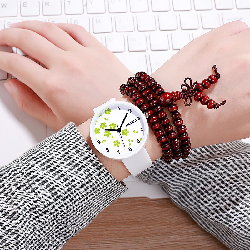 Đồng hồ nữ Shuxia dây silicon cao cấp mặt hoa xanh - MS38 | BigBuy360 - bigbuy360.vn