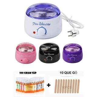 Máy nấu sáp wax nóng tặng kèm sáp cao cấp và que gỗ nồi nấu sáp pro wax 100