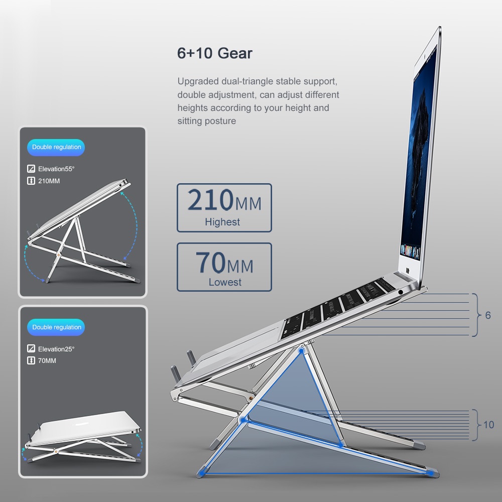 Giá đỡ laptop / máy tính bảng OATSBASF bằng hợp kim nhôm có thể điều chỉnh chiều cao