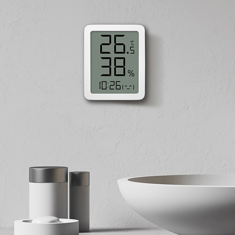 ✅ Đồng hồ để bàn xiaomi kết hợp nhiệt ẩm kế miao miao. Màn hình LCD lớn 4.6 inch