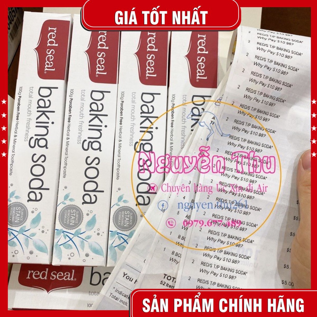 Kem đánh răng tan mọi mảng bám - Red Seal Toothpaste Baking Soda 100g Úc - đủ bill Chemist