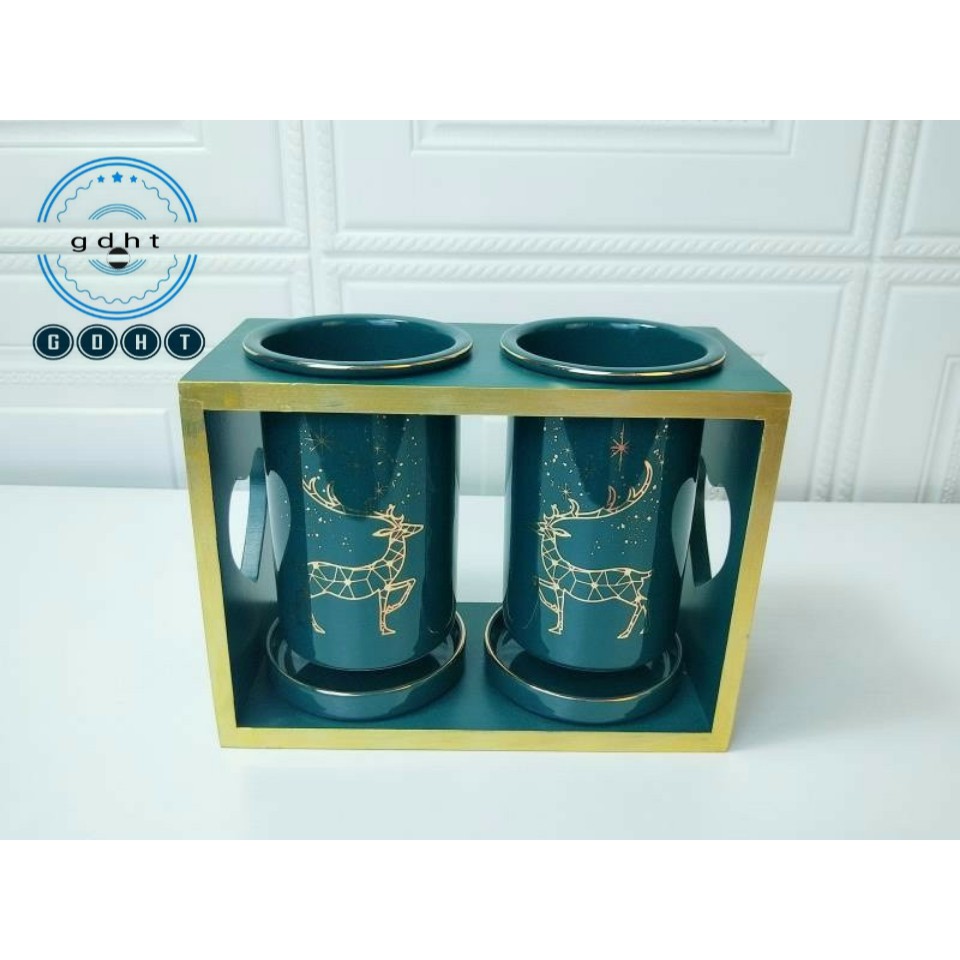 BỘ 2 ỐNG ĐỰNG ĐŨA MUỖNG BẰNG SỨ