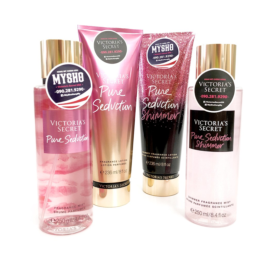 Pure Seduction và Amber Romance - Nước hoa toàn thân, dưỡng thể Victoria's Secret USA