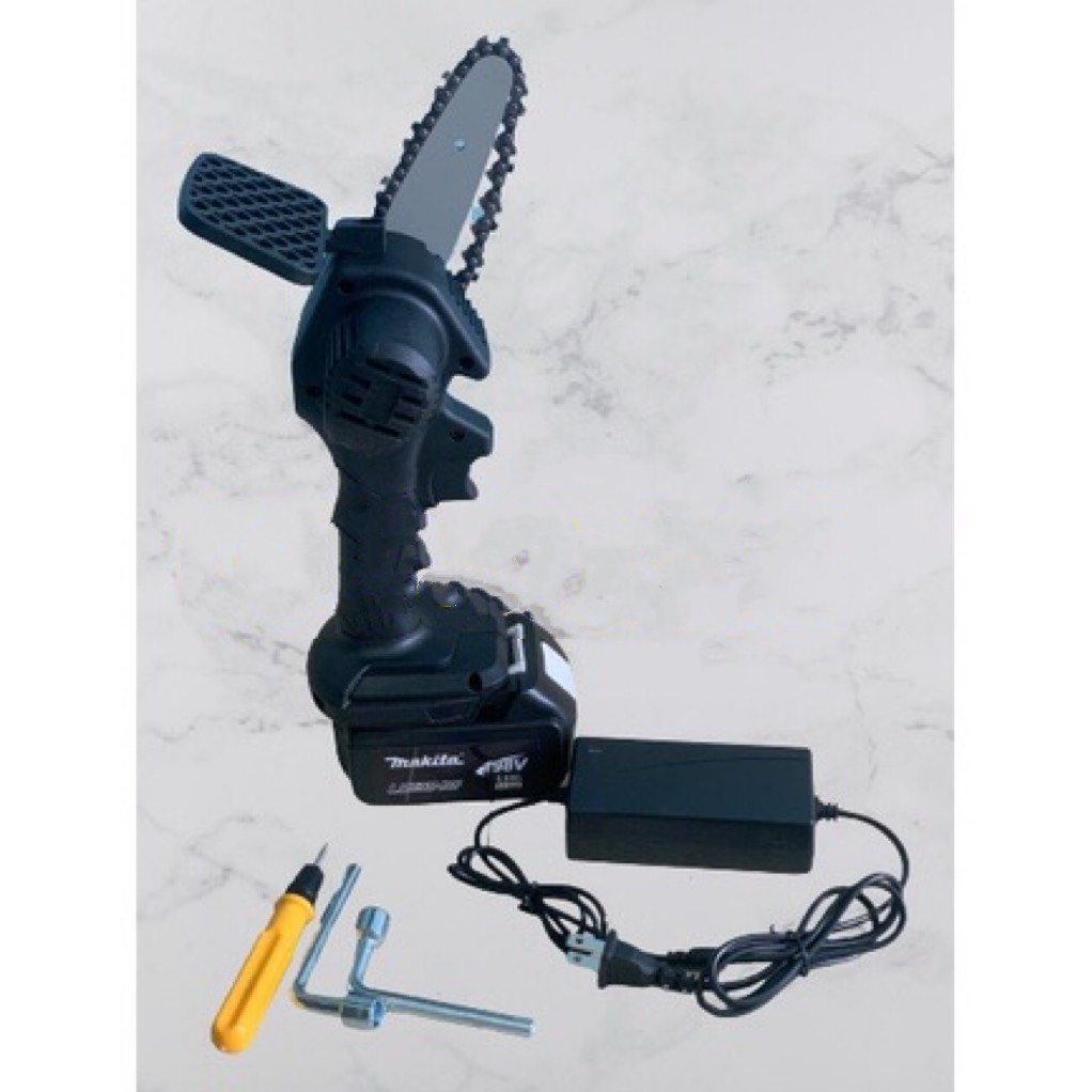 Máy cưa xích điện cầm tay không dây Mini dùng pin sạc chung makita cho gia đình, siêu khỏe bền cưa gỗ, nhựa siêu dễ dàng