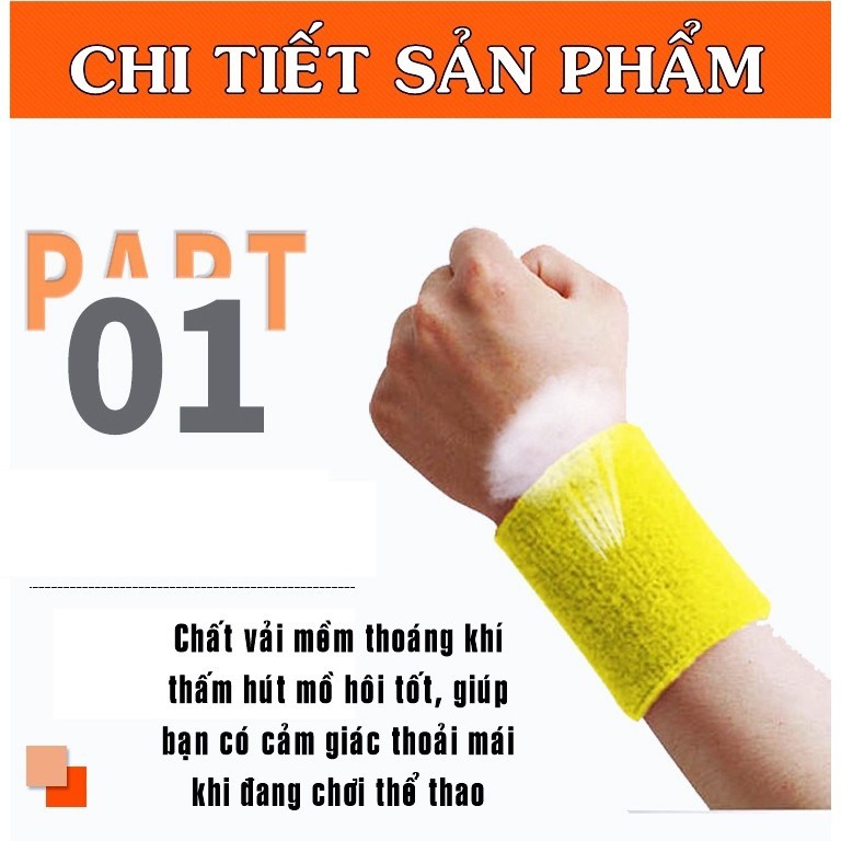 Băng Đeo Cổ Tay Thấm Hút Mồ Hôi Chất Liệu Cotton Co Giãn 4 Chiều