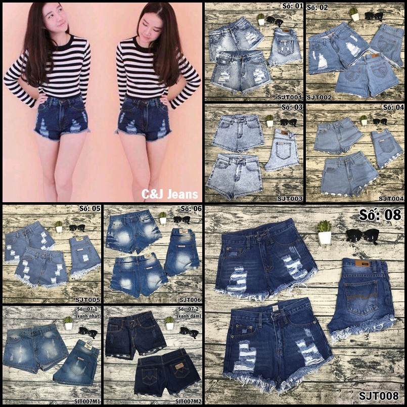Quần short jean nữ C&J Jeans Thái Lan SJT001 - SJT008 | Shopee Việt Nam