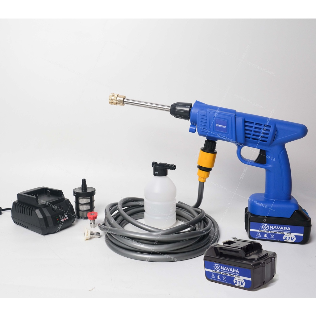 Máy rửa xe pin Navara 21v, súng rửa xe áp lực cao, xịt rửa xe gia đình