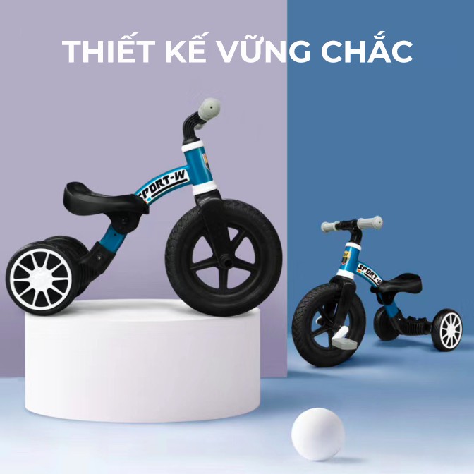 Xe đạp 3 bánh kết hợp xe chòi chân đa năng cho bé,giữ thăng bằng tôta với bánh xe chống trơn trượt chỉnh được chiều cao