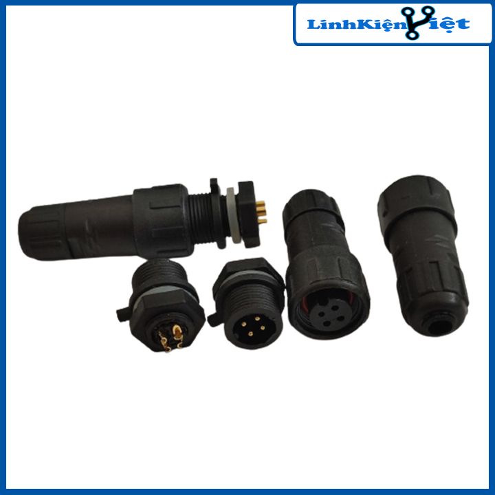 Jack nối dây 4P chống nước, jack nguồn camera M16 chân đồng
