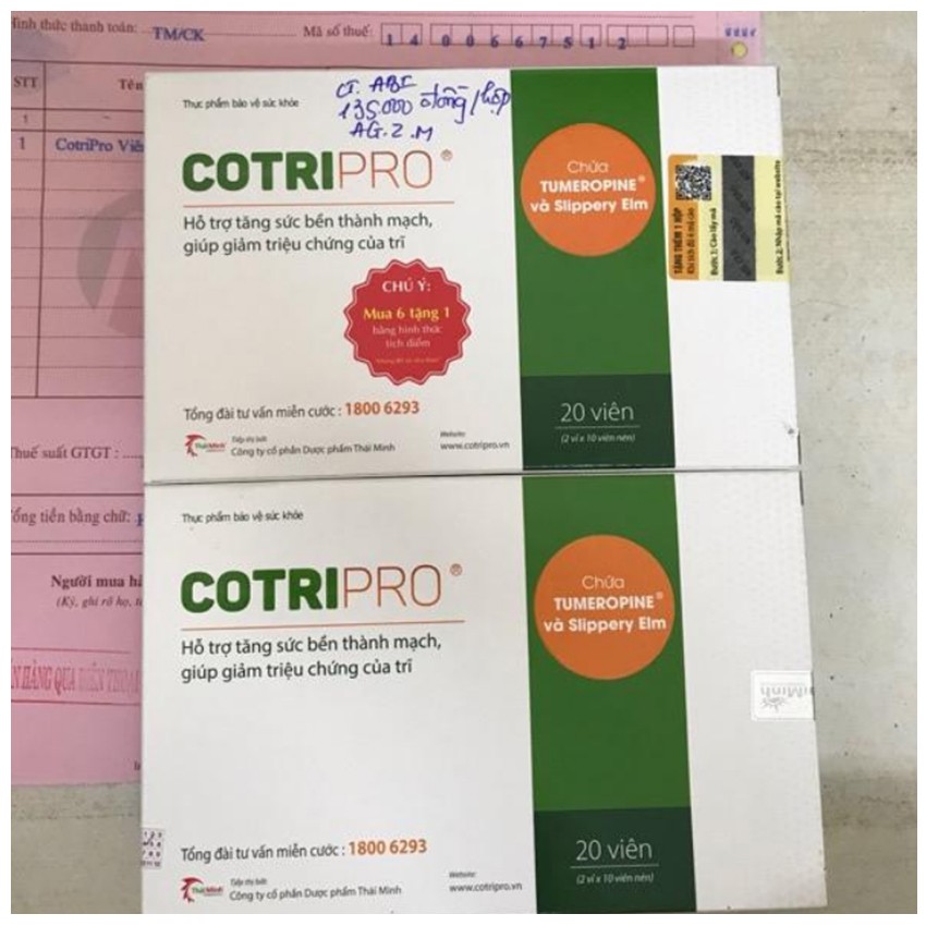 COTRIPRO - Viên uống tăng sức bền thành mạch, giảm các triệu chứng của trĩ (hộp 20 viên)