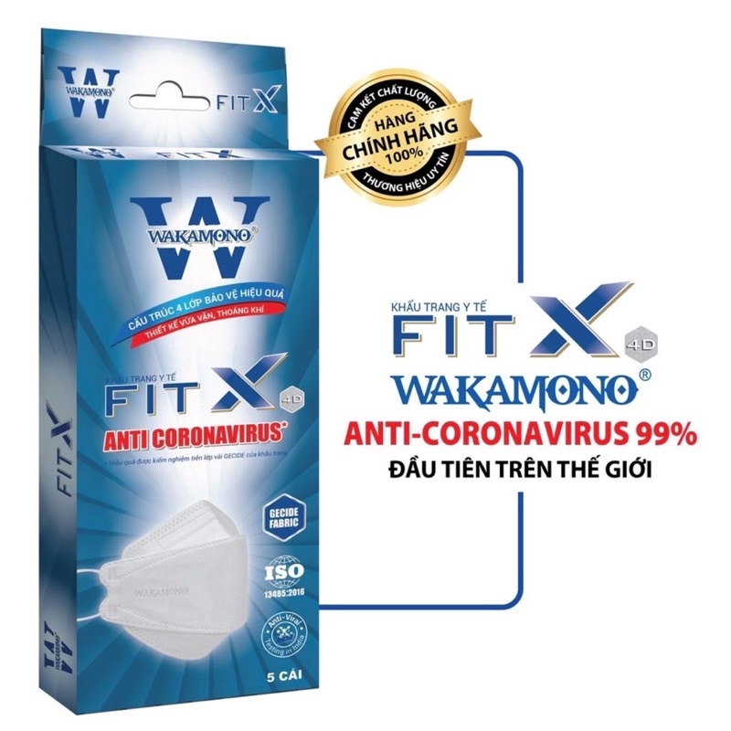 [HỘP] KHẨU TRANG WAKAMONO 4D FIT X (4 LỚP, HỘP 5 CÁI)