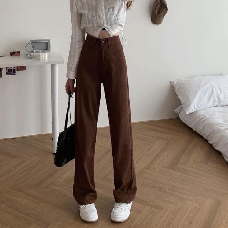 Quần jeans ống rộng nâu hot CEN FASHION