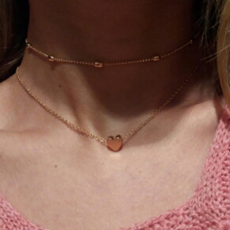 Vòng Cổ Choker Mặt Trái Tim Đơn Giản Cho Nữ
