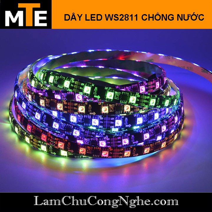 Dây 5 mét LED đổi màu RGB WS2811 12V Loại dán, chống nước IP65 và không chống nước (300 LED)