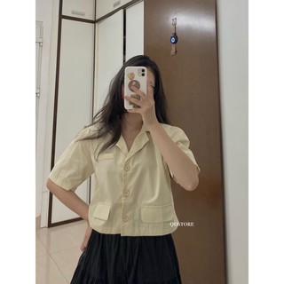 Áo sơ mi croptop - ảnh thật shop chụp