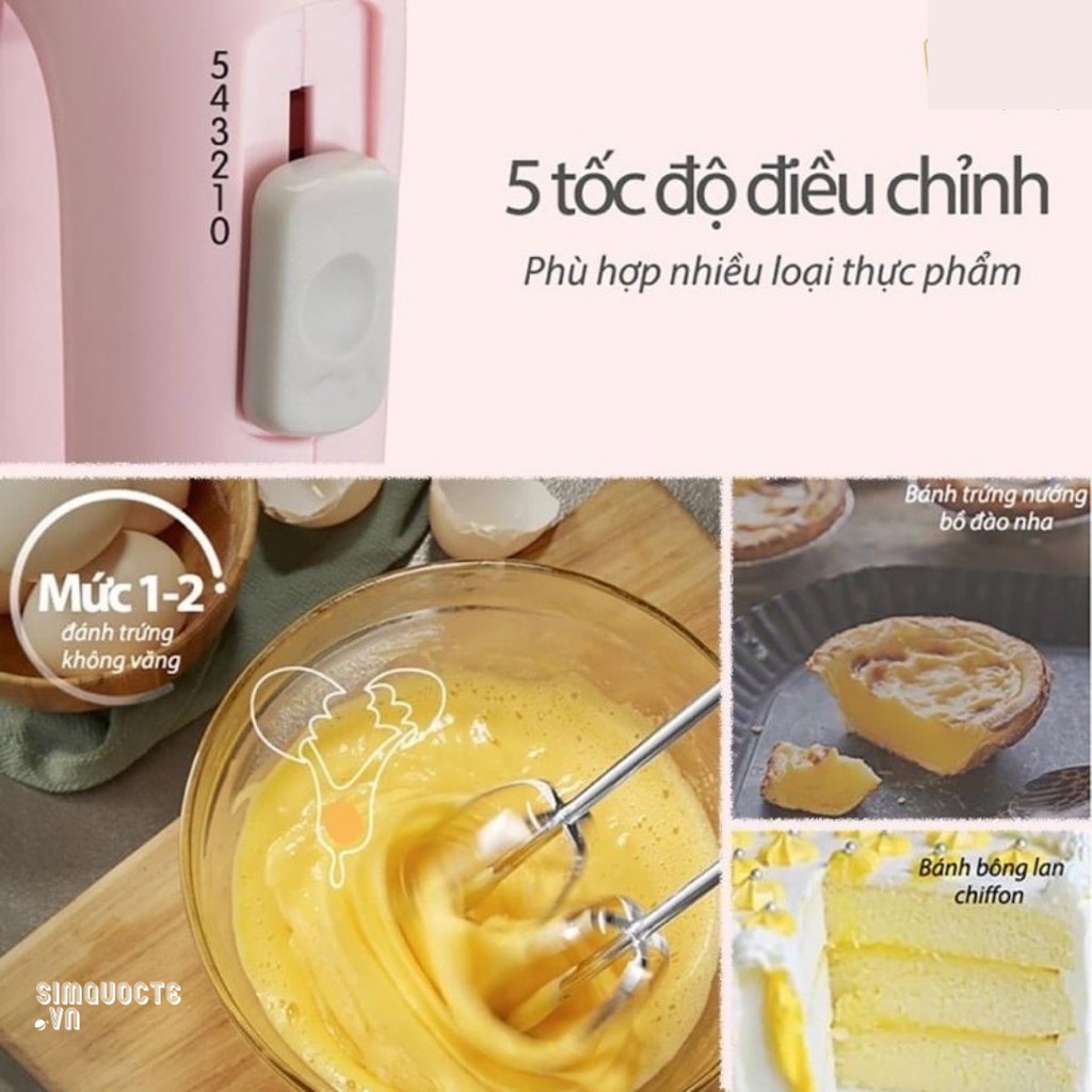 Máy Đánh Trứng, Máy Đánh Kem Cầm Tay Bear, 5 Tốc Độ Không Gây Tiếng Ồn - Hàng Chính Hãng BEAR