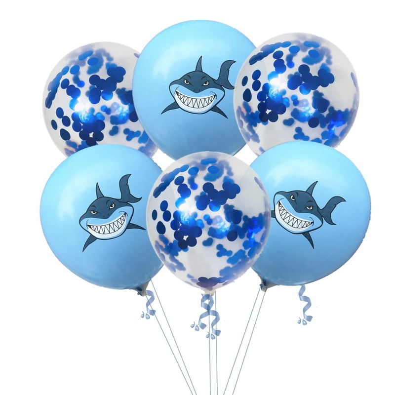 Set 23 Bong Bóng Hình Cá Mập / Chấm Bi Trang Trí Tiệc Sinh Nhật Cho Bé