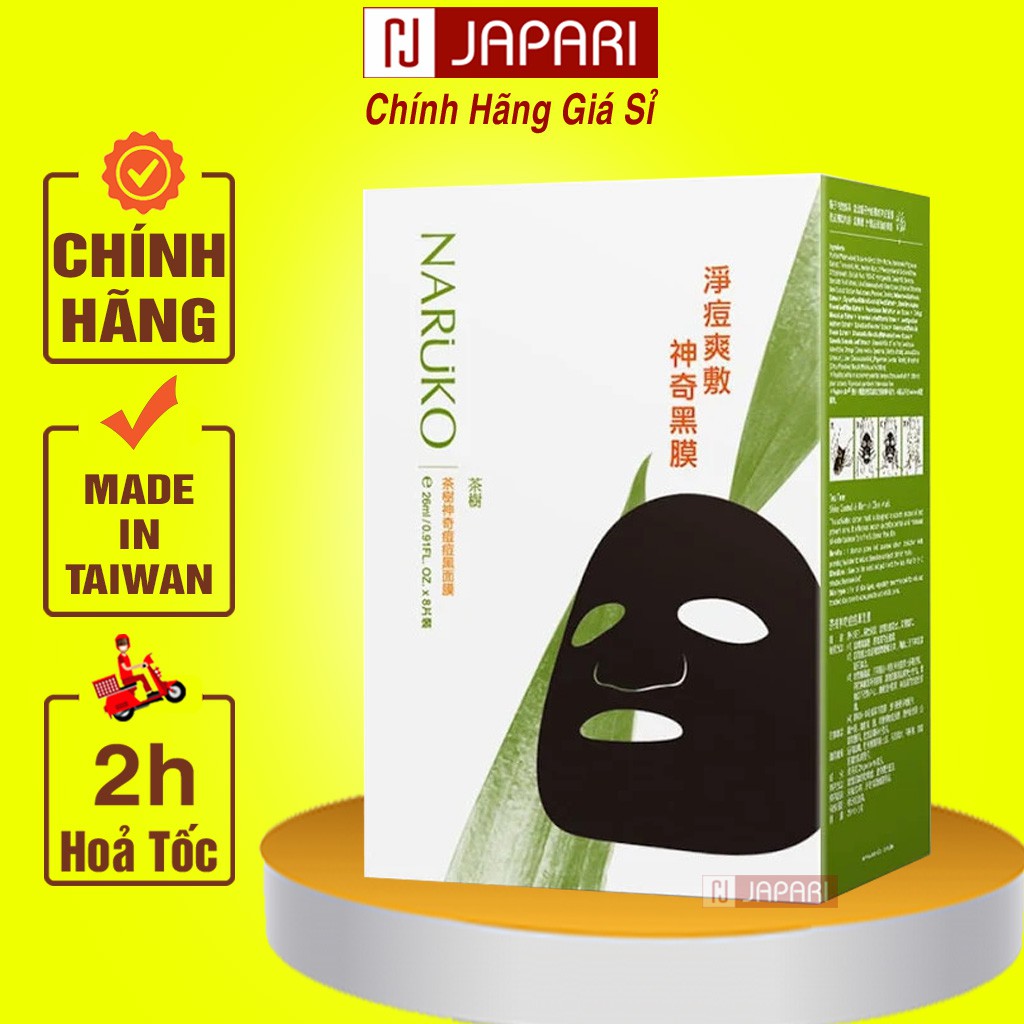 Mặt Nạ Naruko Dưỡng Da Chính Hãng BẢN ĐÀI LOAN -Hộp Mặt Nạ Dưỡng Cấp Ẩm Giảm Mụn Đầu Đen Tinh Chất Tràm Trà Japari