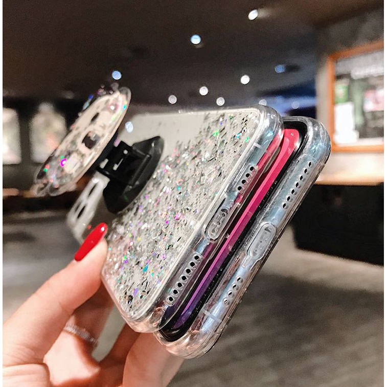 Ốp Điện Thoại tpu Mềm Có Giá Đứng Họa Tiết Kim Tuyến Cho iphone 15 14 13 12 mini se 2020 se2 6 6s 7 8 plus xr x xs 11 pro max
