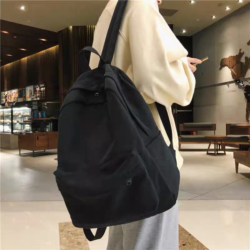 Balo Ulzzang Basic Hàn Quốc Chống Nước Basic, Balo Nam Nữ Đi Học Thời Trang Giá Rẻ