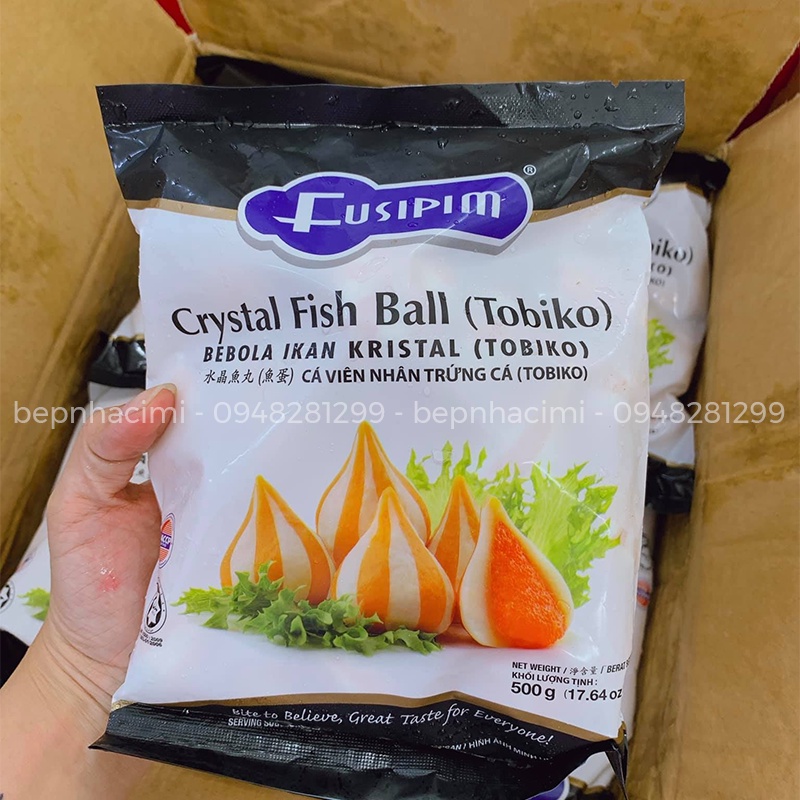 Cá Viên Nhân Trứng Cá Tobiko Fusipim 500gr - Viên Thả Lẩu Trứng Cá Malaysia - Bếp Nhà CIMI