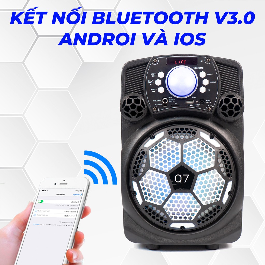 Loa kéo Q7 loại 1.6 tấc. Loa thùng kéo Karaoke Chất lượng cao cấp Âm thanh chân thật Hàng Chính hãng BH 1 năm