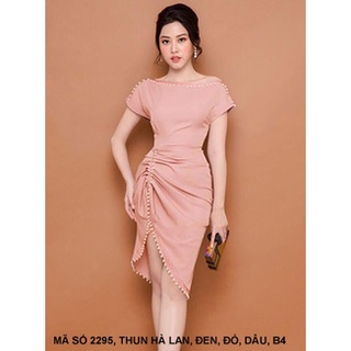 ĐẦM CỔ RỘNG LAI XÉO ĐÍNH HẠT BẸT-2295