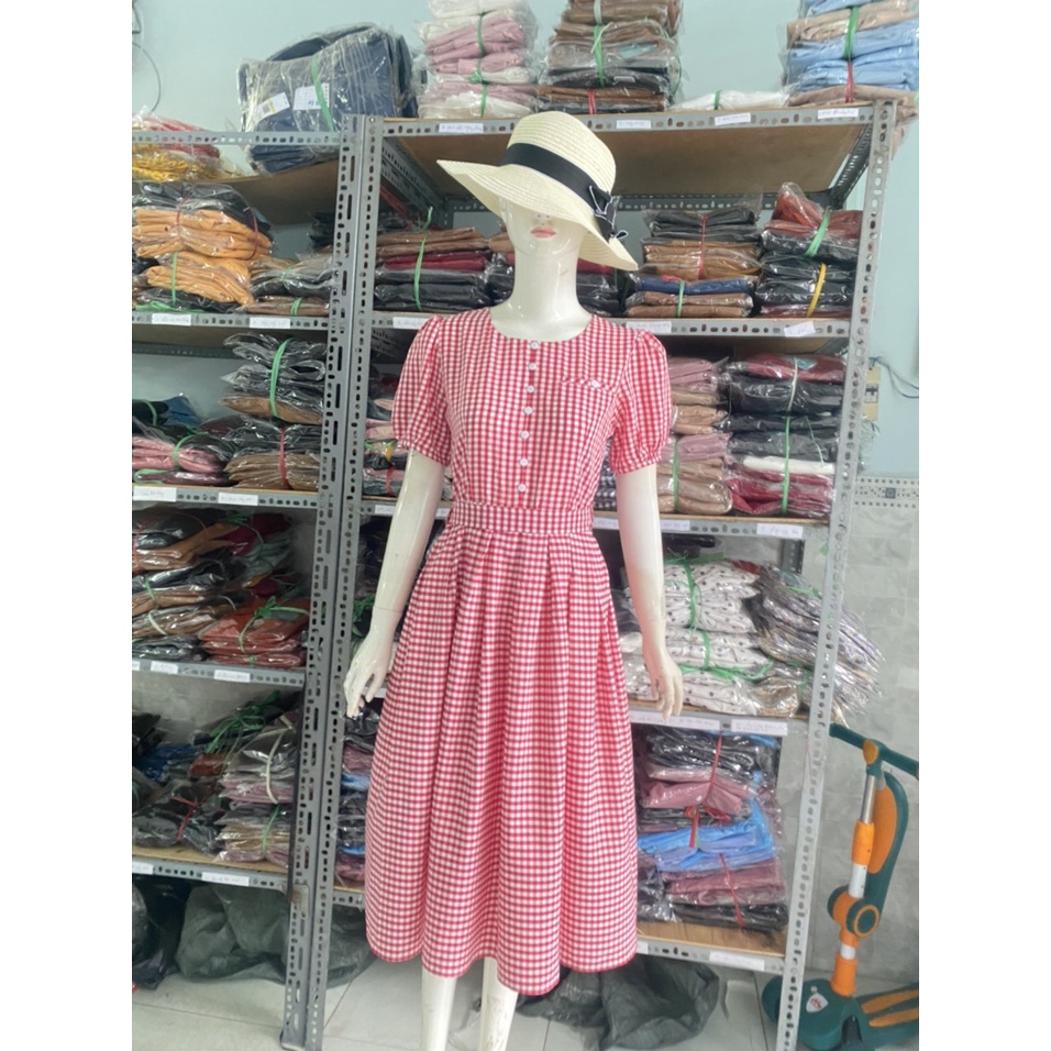 Đầm sọc vintage sang chảnh