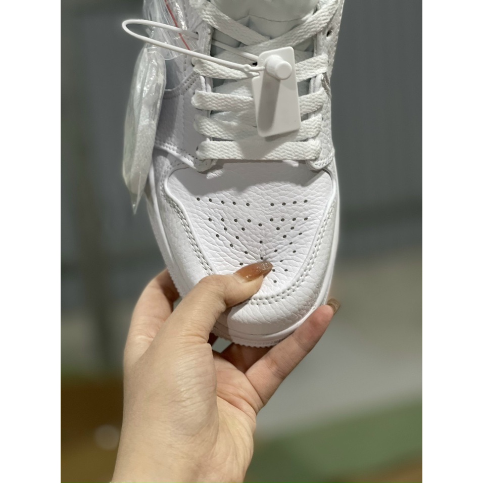 Giày Jordan cổ thấp, Jordan trắng, Jodan Full White logo Đen Hottrend dễ phối đồ cho nam nữ Full Box, Bill