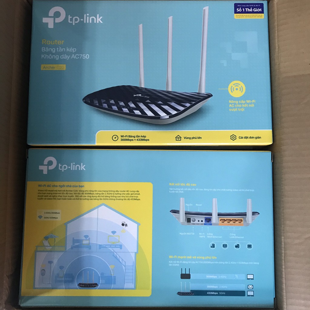 Bộ phát wifi Tp-Link Archer C20 AC750 mới 100% bảo hành chính hãng 2 năm