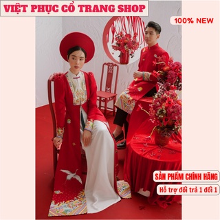 Áo dài nhật bình dành cho cặp đôi truyền thống, áo nhật binh cách tân in 3D sắc nét | Việt Phục Nguyên An