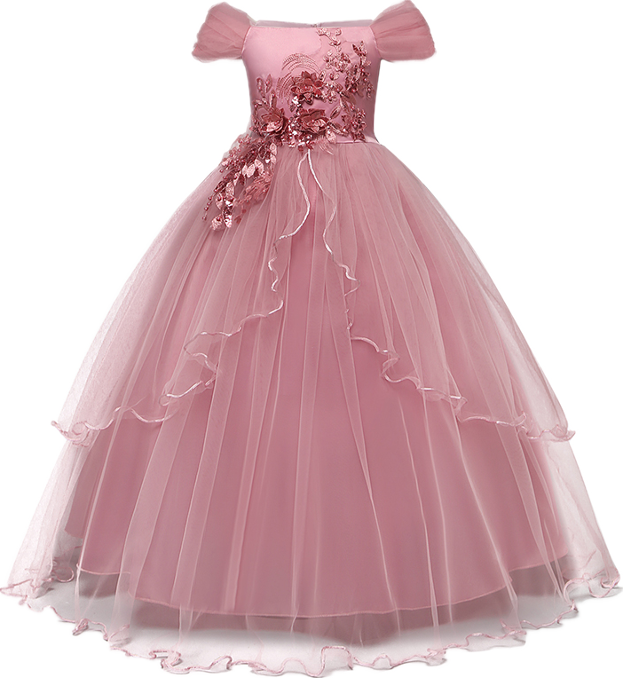 Đầm Công Chúa Vải Tuyn Đính Hoa Cho Bé Gái 6-14 Tuổi