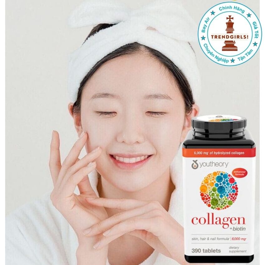 Viên uống Collagen và Biotin Youtheory của Mỹ 390 viên giúp làm đẹp da, dưỡng tóc và cải thiện sức khoẻ