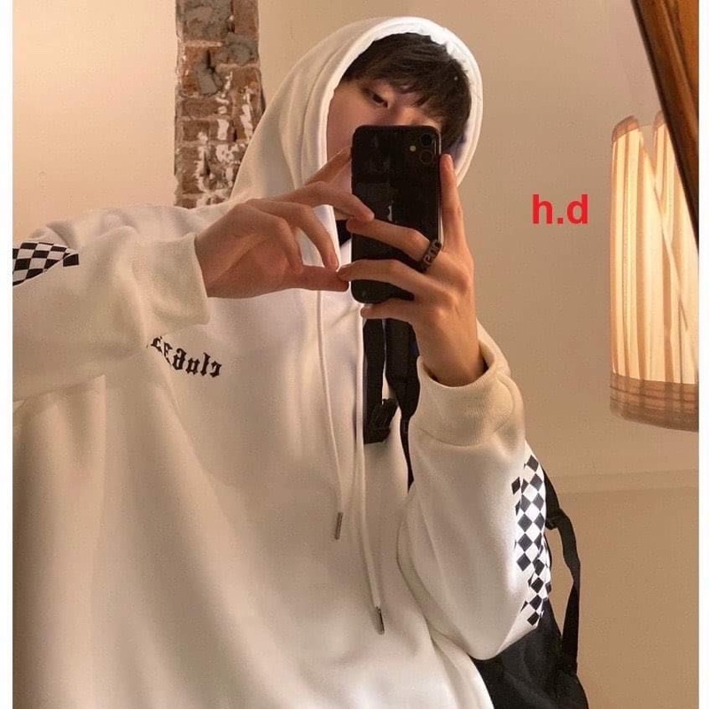 Áo tay in ô vuông hai lớp mũ HD12