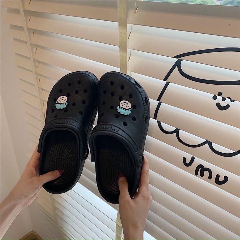 Dép Cross mặt cười unisex độn đế đi mưa tặng kèm sticker siêu kute M15