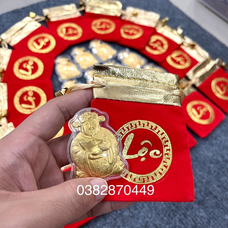 [Sỉ Tốt Nhất] Combo 10 Thỏi Ông Thần Tài Mạ Vàng Kèm Túi Nhung Phúc Lộc