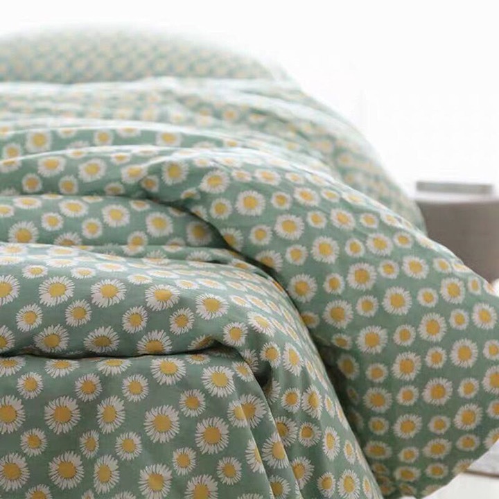 Bộ chăn ga gối , drap giường chất COTTON Hàn Quốc họa tiết hoa cúc nhí