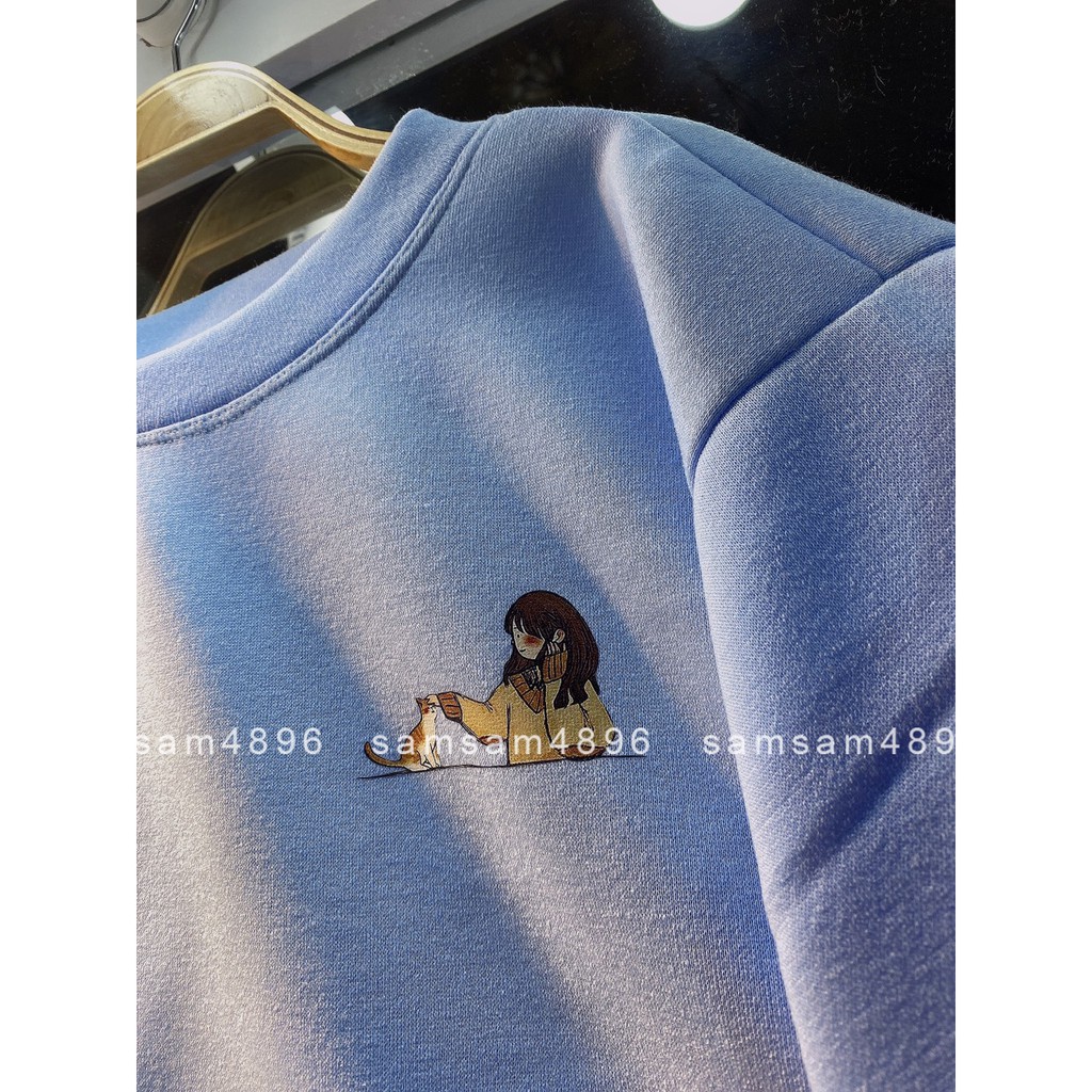 Áo sweater nỉ cô gái và mèo | BigBuy360 - bigbuy360.vn
