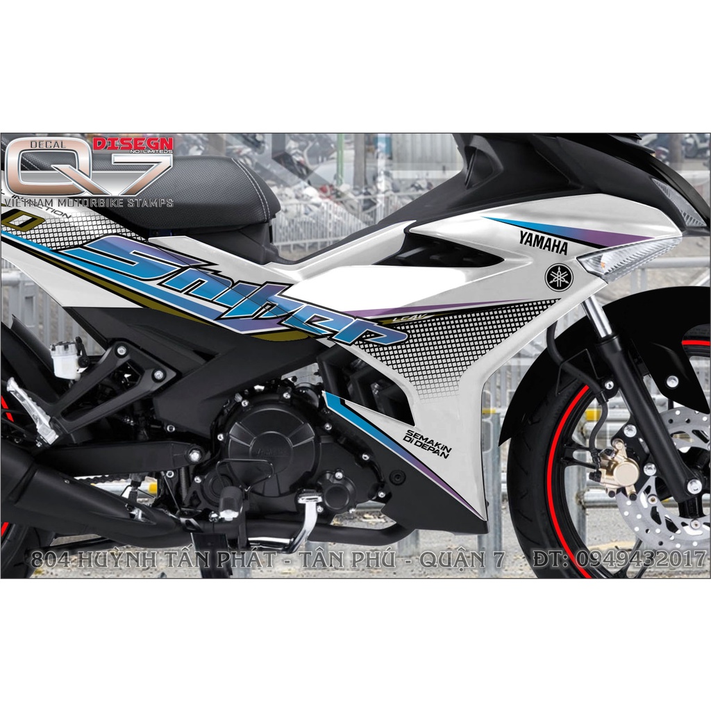 TEM RỜI EXCITER 150 TRẮNG ĐEN XANH