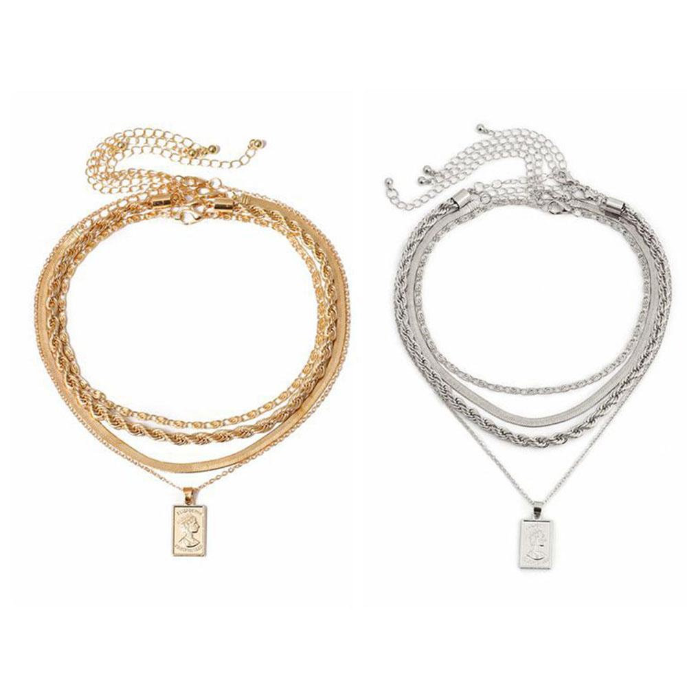 AROMA Dây Chuyền Nhiều Lớp Mặt Hình Đồng Xu Thời Trang Dành Cho Nữ