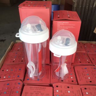 Bình nước 2 ngăn có ống hút